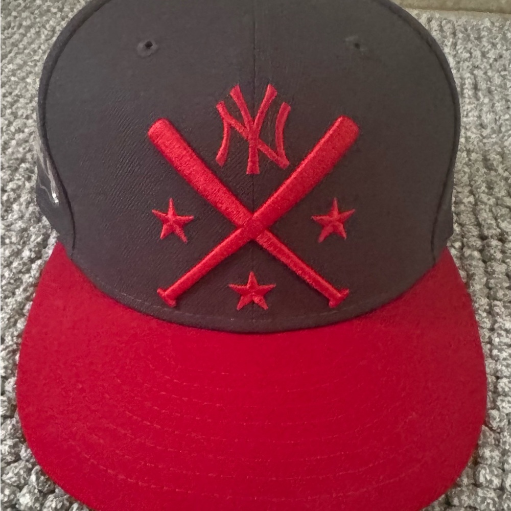 Gray and Red Baseball Cap